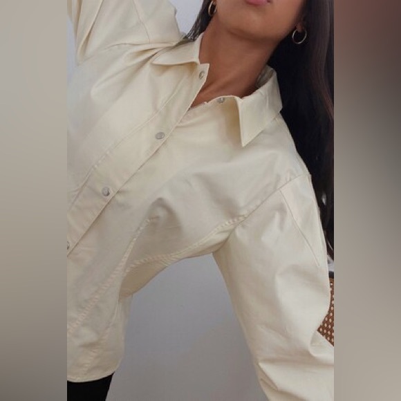 BNWT Thakoon Fitted Puff Sleeve Shirt Jacket Size 2 Pale Yellow $295 - Picture 2 of 9